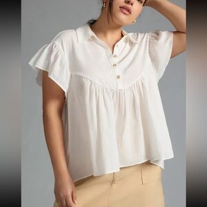 Pilcro Flutter-Sleeve Babydoll Top